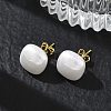 Brass & ABS Plastic Imitation Pearl Stud Earrings for Women PL-CBA760A-03A-G02-1