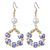 Printed Porcelain Round Dangle Earrings EJEW-JE06838-3
