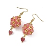 Glass & Dyed Natural Malaysia Jade & Rhodonite Dangle Earrings EJEW-MZ00814-02-4