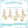 4Pcs Brass Locket Pendants & Alloy Rhinestone Pendant Decorations HJEW-NB00322-2