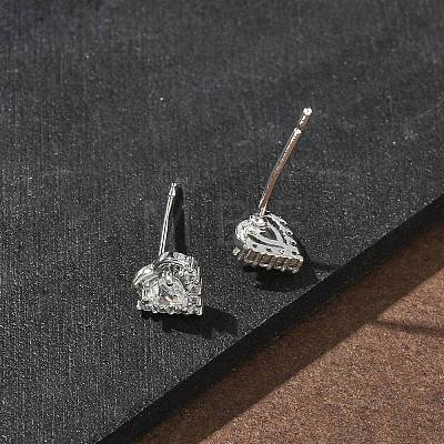 Brass Micro Pave Clear Cubic Zirconia Stud Earrings for Women EJEW-F403-04P-1