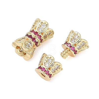 Brass Micro Pave Cubic Zirconia Screw Clasps KK-H202-15G-1