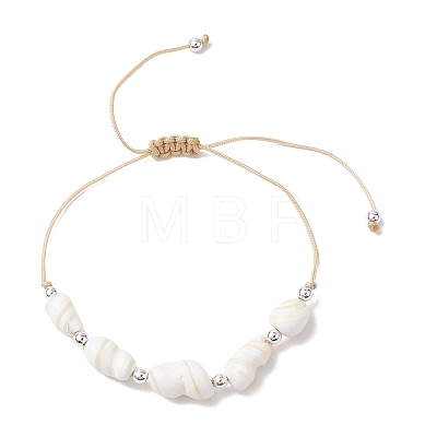 Adjustable Natural Shell Braided Beads Bracelets for Women BJEW-JB10978-1