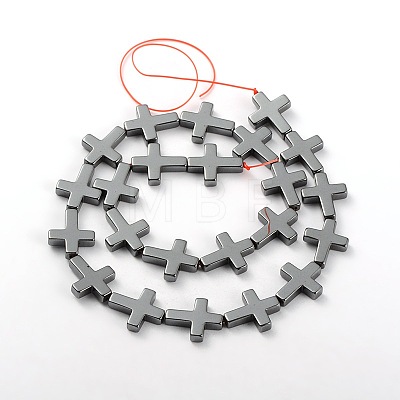 Electroplate Gorgeous Cross Non-magnetic Synthetic Hematite Beads Strands G-L268-11-1