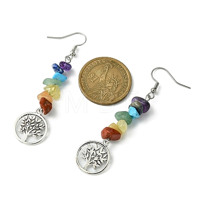 Natural & Synthetic Mixed Stone Chips Dangle Earrings EJEW-JE05390-01-1