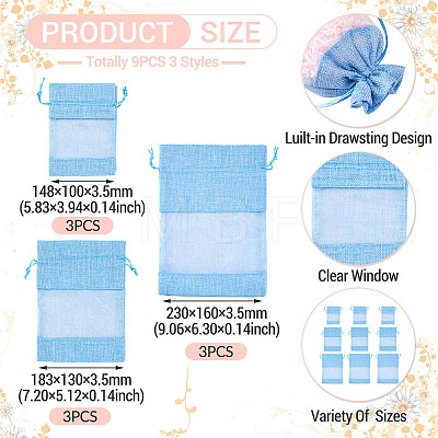 9Pcs 3 Styles Cotton Packing Pouches OP-TA0001-18C-1