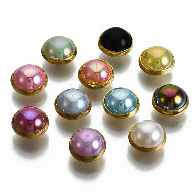 Imitation Pearl ABS Plastic Sewing Buttons BUTT-T009-6mm-M-G-1