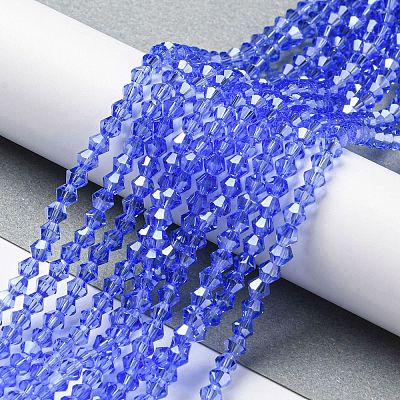 Transparent Electroplate Glass Beads Strands GLAA-F029-3mm-C07-1