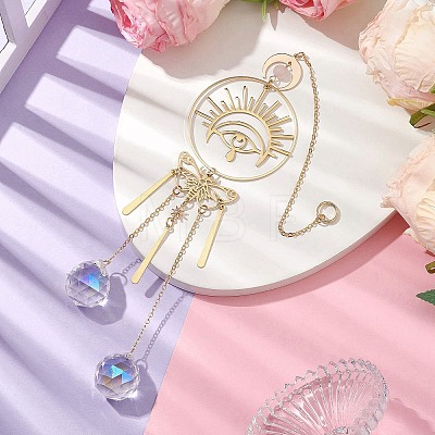 Brass Butterfly Eye Pendant Decoration HJEW-TA00225-1