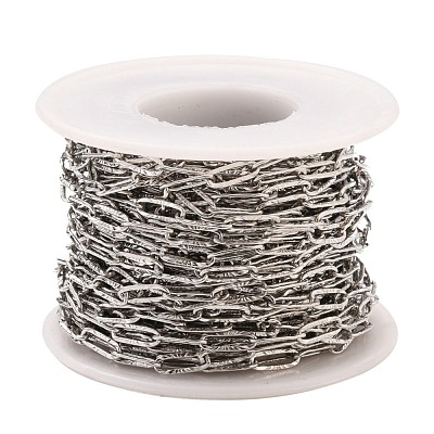 304 Stainless Steel Textured Paperclip Chains CHS-I009-01P-1