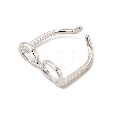 Brass Glasses Frame Open Cuff Ring for Women X-RJEW-F140-140P-1