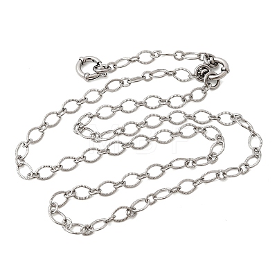 6MM 201 Stainless Steel Textured Horse Eye Link Chain Necklaces for Unisex NJEW-K302-19P-1
