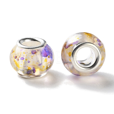 Transparent Two-Color Brass Cores Acrylic European Beads OACR-M024-05S-08-1