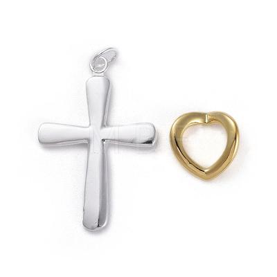 Brass Heart and Cross Pendants KK-BB11621-1