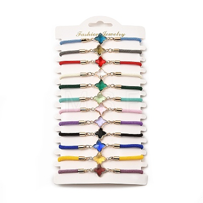 12Pcs 12 Colors Polyester Bracelets BJEW-P340-13F-G-1