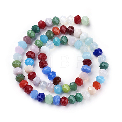 Electroplate Pearl Luster Plated Imitation Jade Glass Faceted Rondelle Beads Strands EGLA-F020-02-10mm-1