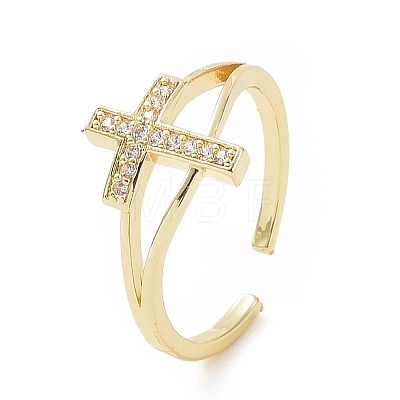 Brass Micro Pave Cubic Zirconia Rings RJEW-E072-01G-1