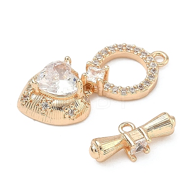 Brass Micro Pave Clear Cubic Zirconia Toggle Clasps KK-F934-05G-1