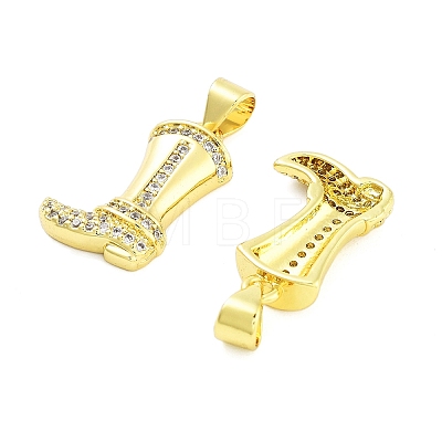 Boot Rack Plating Brass Micro Pave Clear Cubic Zirconia Pendants KK-NH0001-12G-1