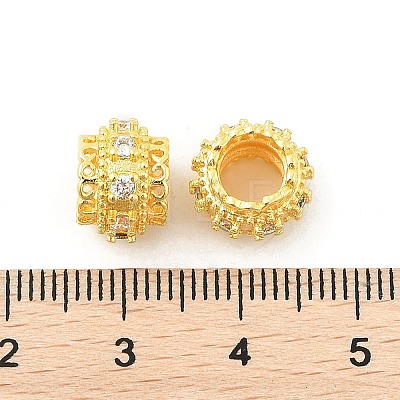 Brass Micro Pave Cubic Zirconia European Beads KK-P297-01G-1