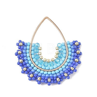 Glass Seed Beaded & Glass Pendants PALLOY-MZ01371-02-1