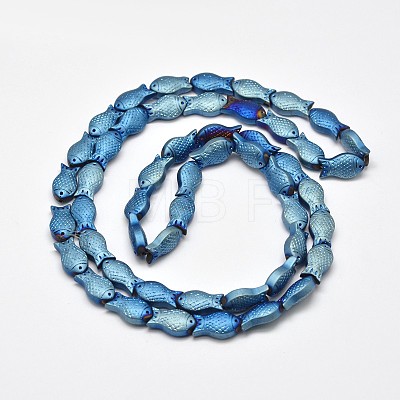 Full Plated Frosted Electroplate Glass Fish Beads Strands EGLA-M001-B01-1