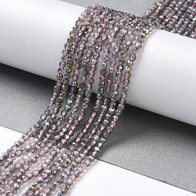 Transparent Electroplate Glass Beads Strands GLAA-H021-01A-HP02-1