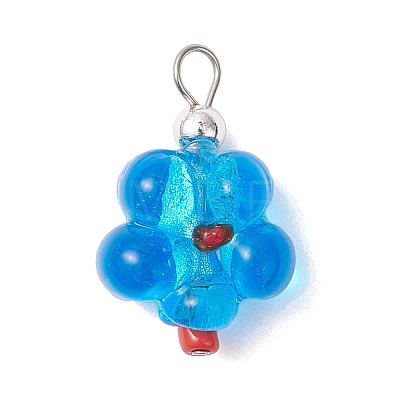 6Pcs 6 Colors Handmade Silver Foil Glass Lampwork Pendants PALLOY-JF04685-1