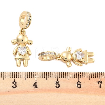 Brass Pave Clear Cubic Zirconia European Dangle Charm KK-U009-08B-G-1