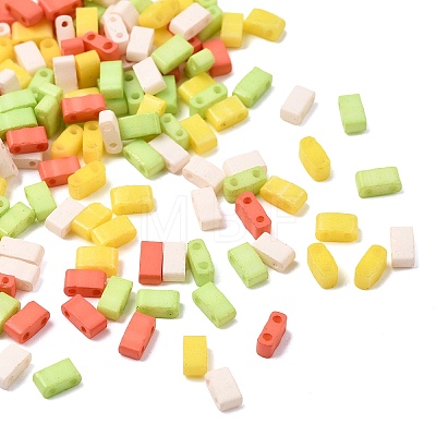 4 Colors Christmas 2-Hole Baking Paint Glass Seed Beads SEED-X0058-08-1