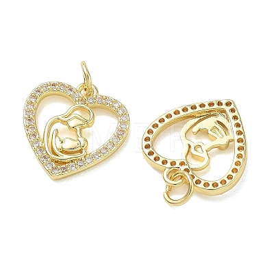 Brass Micro Pave Clear Cubic Zirconia Pendants KK-T085-16G-G-1
