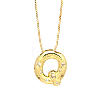 Brass Micro Pave Clear Cubic Zirconia Initial Pendant Necklaces FS-WGF17D9-22-1