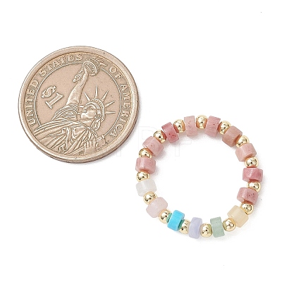 3Pcs Gemstone Disc Bead with Brass Finger Rings RJEW-JR00985-03-1