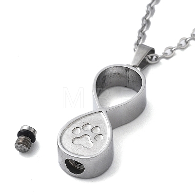 304 Stainless Steel Infinity Pet Urn Ashes Necklaces STAS-Z106-02P-1