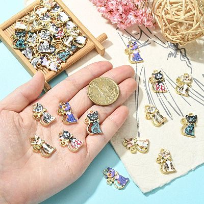 40Pcs 8 Colors Alloy Enamel Pendants ENAM-CJ0001-79-1