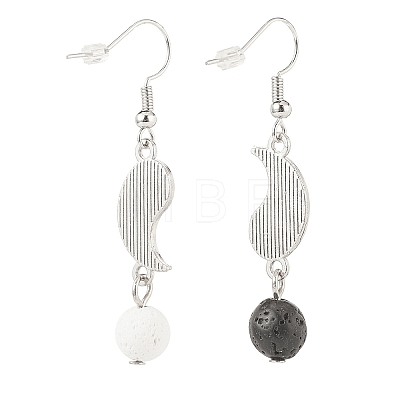 Alloy Enamel Yin Yang Matching Asymmetrical Earrings X-EJEW-JE04894-01-1