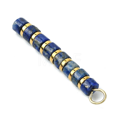 Natural Lapis Lazuli & Electroplated Synthetic Non-magnetic Hematite Heishi Beaded Pendants PALLOY-JF03292-04-1