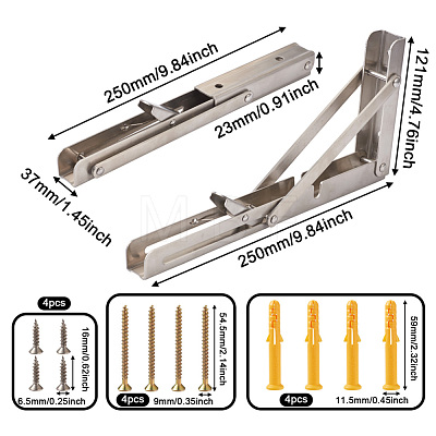 304 Stainless Steel Folding Shelf Brackets SW-TAC0001-12P-1
