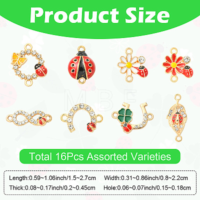 16Pcs 8 Styles Zinc Alloy Enamel Connector Charms FIND-YW0012-70-1