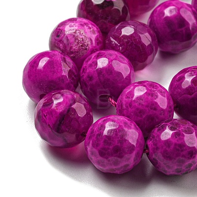 Faceted Natural Fire Crackle Agate Beads Strands G-F447-12mm-H05-1