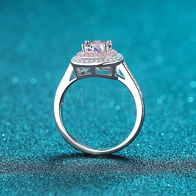 Rhodium Plated 925 Sterling Silver Micro Pave 6.5x3.9mm Moissanite Finger Rings for Women WGCD3AD-17-1