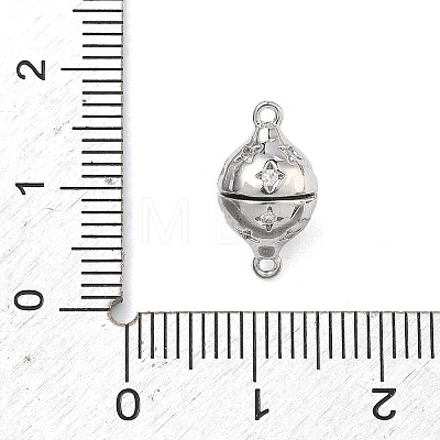 Round Brass Micro Pave Clear Cubic Zirconia Magnetic Clasps KK-C251-12P-1