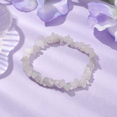 Natural White Moonstone Chip Beaded Stretch Bracelets for Women Men BJEW-JB10665-03-1