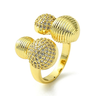 Brass Micro Pave Cubic Zirconia Open Cuff Rings RJEW-K256-43G-1