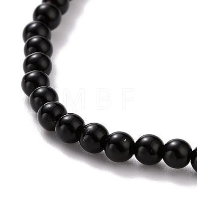 Mini Natural Black Onyx Beaded Stretch Bracelets BJEW-JB07669-01-1