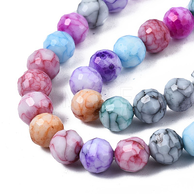Opaque Baking Painted Crackle Glass Beads Strands EGLA-S174-33J-1