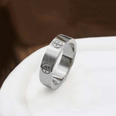 Cross Pattern 201 Stainless Steel Finger Rings FS-WG329CB-06-1