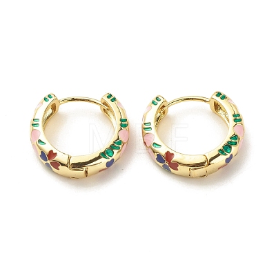 Flower Enamel Hoop Earrings EJEW-G290-03G-A-1