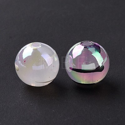 UV Plating Rainbow Iridescent Drawbench Acrylic Beads OACR-E009-09-1