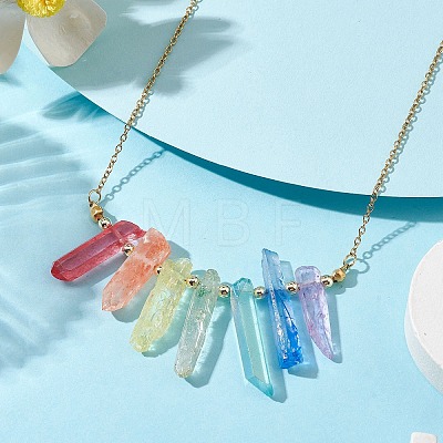 Dyed Colorful Natural Quartz Crystal Bullet Pendant Necklaces NJEW-JN04622-1